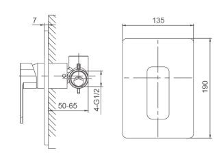 Встраиваемый смеситель для душа Wonzon & Woghand Arnie WW-694700-2-MB чёрный матовый